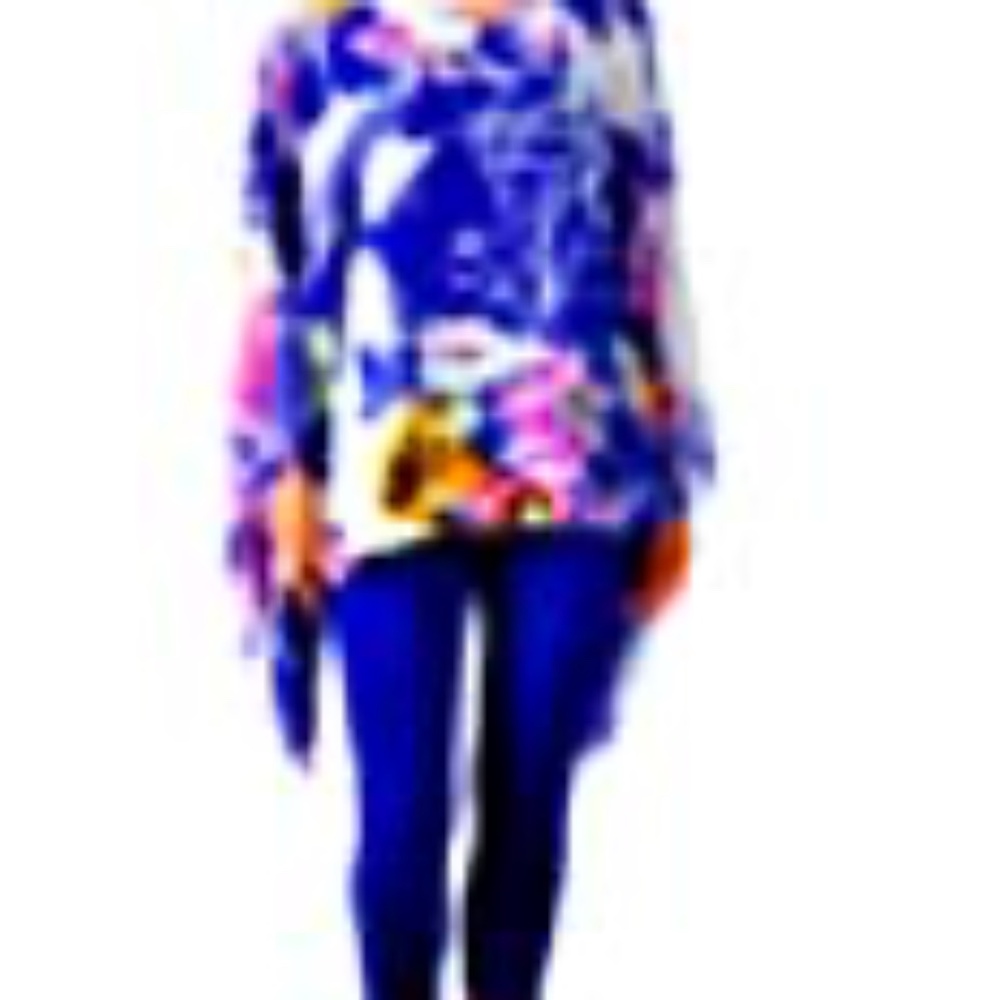PONCHO, CHIFFON, BLUE MULTI (Navy, Yellow, Pink, White, Orange), ONE SIZE,